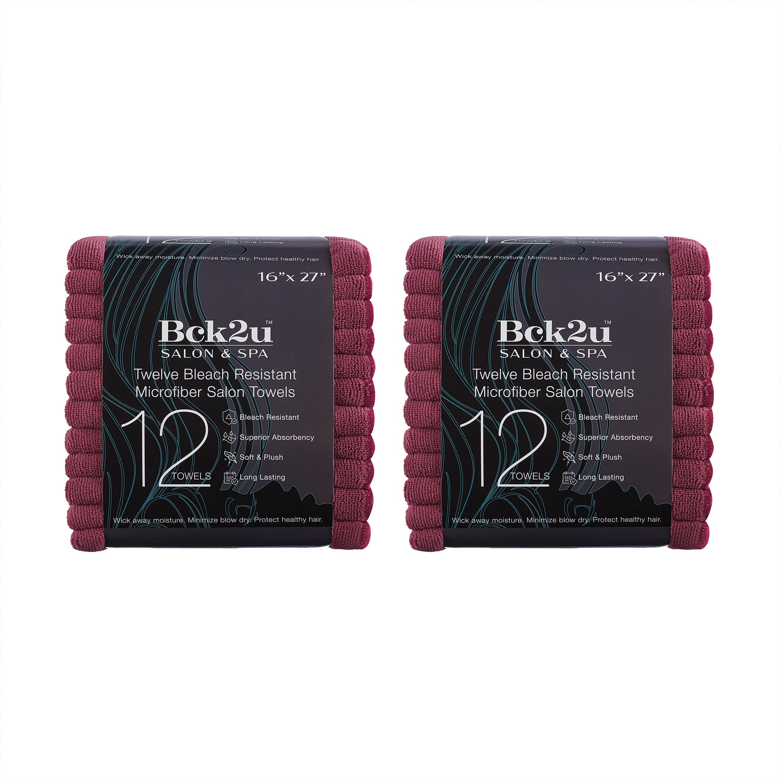Arkwright LLC Arkwright Bleach Proof Salon Towels Bulk - (Pack of 24) Ultra Soft, Gentle Microfiber, Highly Absorbent & Quick Dry Spa Facial Towel for Hair Stylist, Nail Shop, and Esthetician, 16 x 27 in, Burgundy