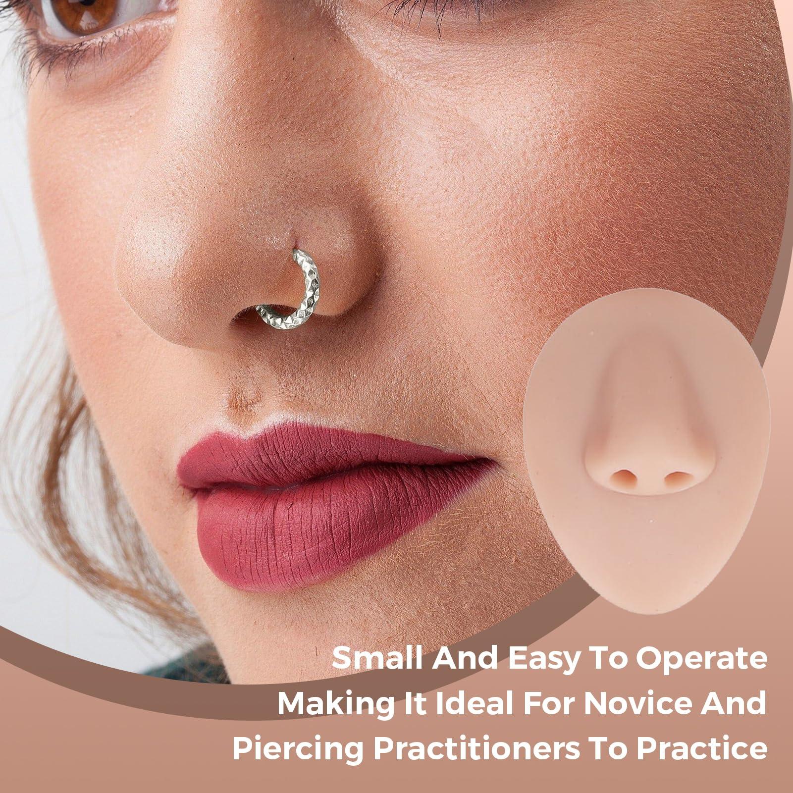 Dioche Soft Silicone Flexible Model Body Part Displays Set, Body Piercing Practice Model Simulation Ear Eye Nose Mouth Tongue and Belly Button Model for Novice Piercer (Medium Fleshcolor)