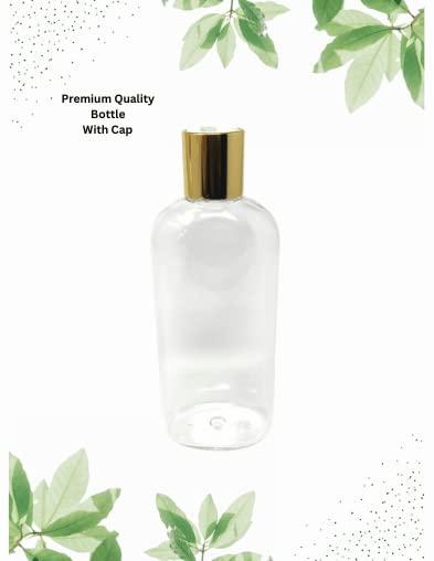 Generic Plastic Bottles 8Oz / 250mL with Disk Top Gold Cap, Pack Of 3 bottles filling Shampoo Conditioner Lotion Oils. PET plastic, BPA free, reusable, Travel Toiletries disinfecting liquid cleaning supplies.