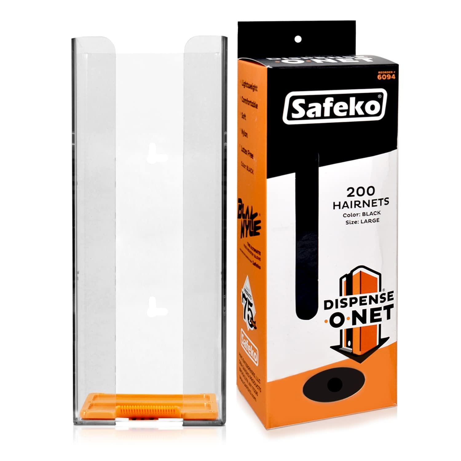 SAFEKO SAFEKO Dispense-O-Net Hairnet Dispenser & Wall Mount | Black Hairnets + Wall Mount | Lightweight Nylon Hairnets | Latex-Free