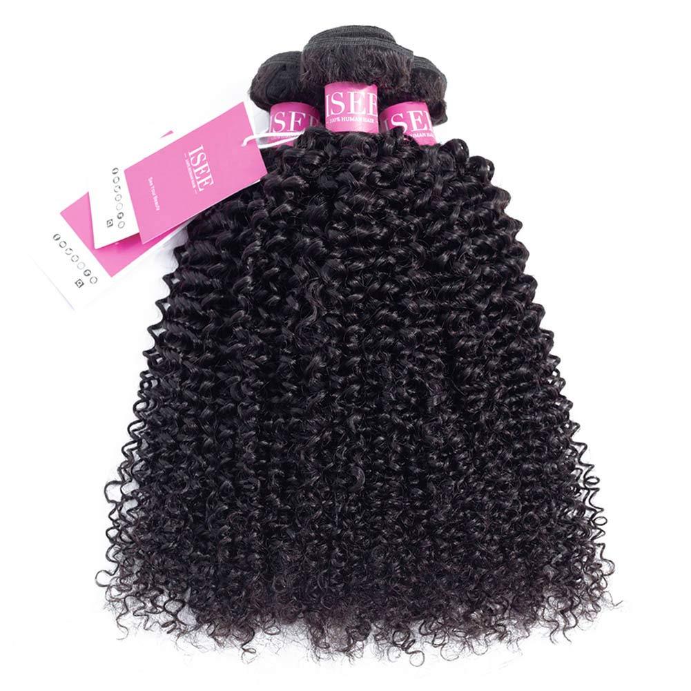 ISEE ISEE Hair Virgin Malaysian Deep Curly Jerry Curly Human Hair 3 Bundles,100% Unprocessed Human Curly Hair Extensions Natural Black Can Be Dyed (24/24/24 Inch)