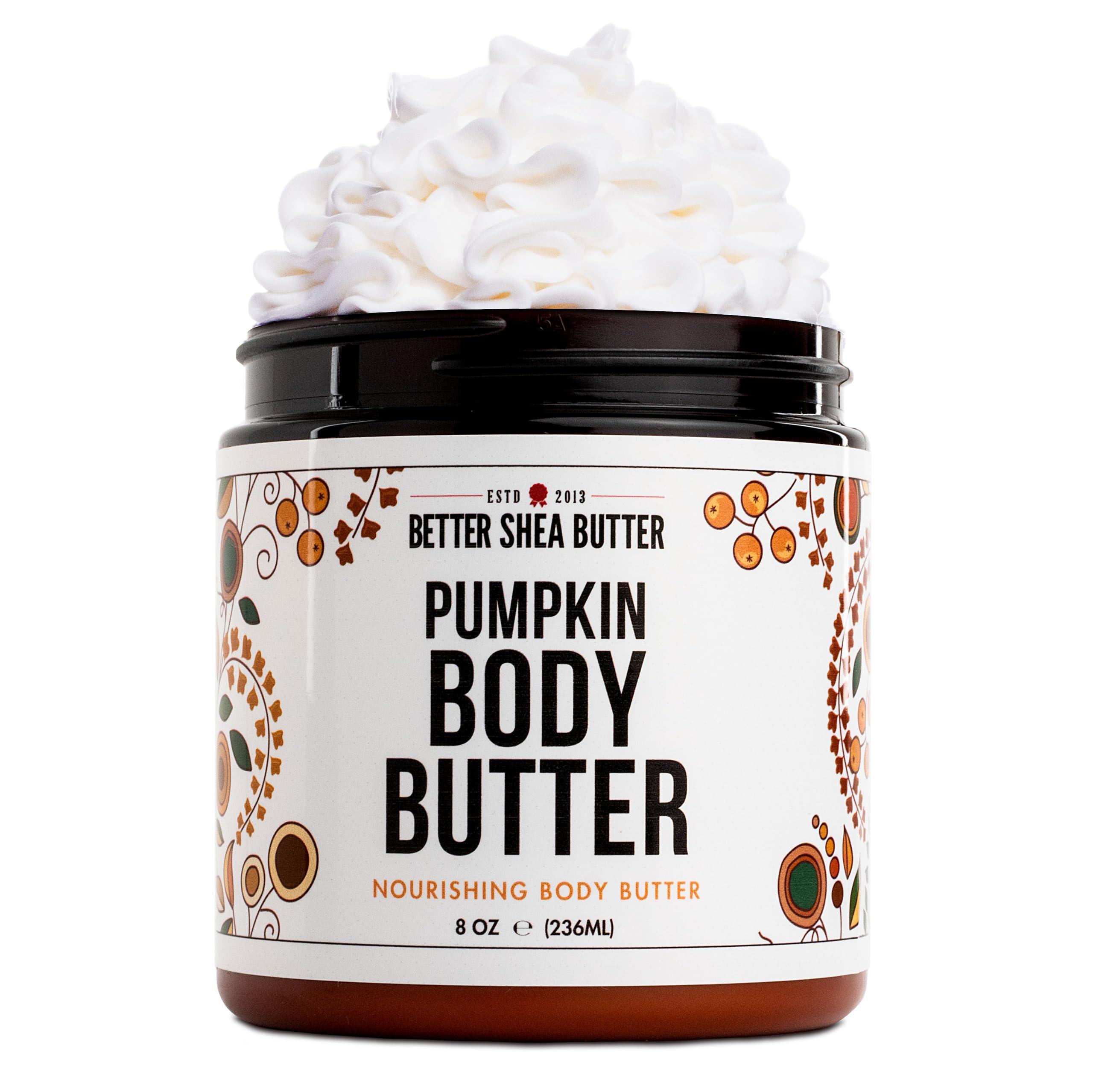 Better Shea Butter Pumpkin Body Butter with Organic Shea Butter | Pumpkin Spice Lotion for Women | Non Greasy Body Cream | Fall Body Care Favorite with Pumpkin Spice Scent
