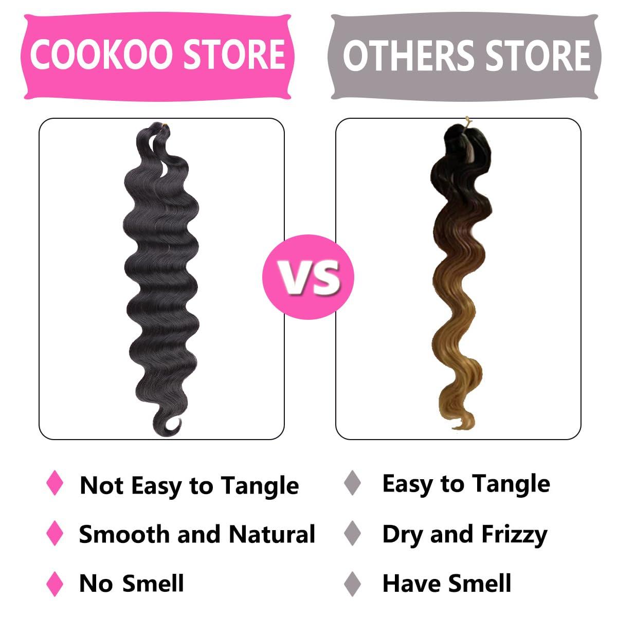 COOKOO COOKOO 3 Packs Natural Black Body Wave Braiding Hair 18 inch Pre-Feathered Braiding Hair for Boho Box Braids Bouncy Wavy Crochet Braids French Curl Crochet Braids Synthetic Hair Extensions(1B#)