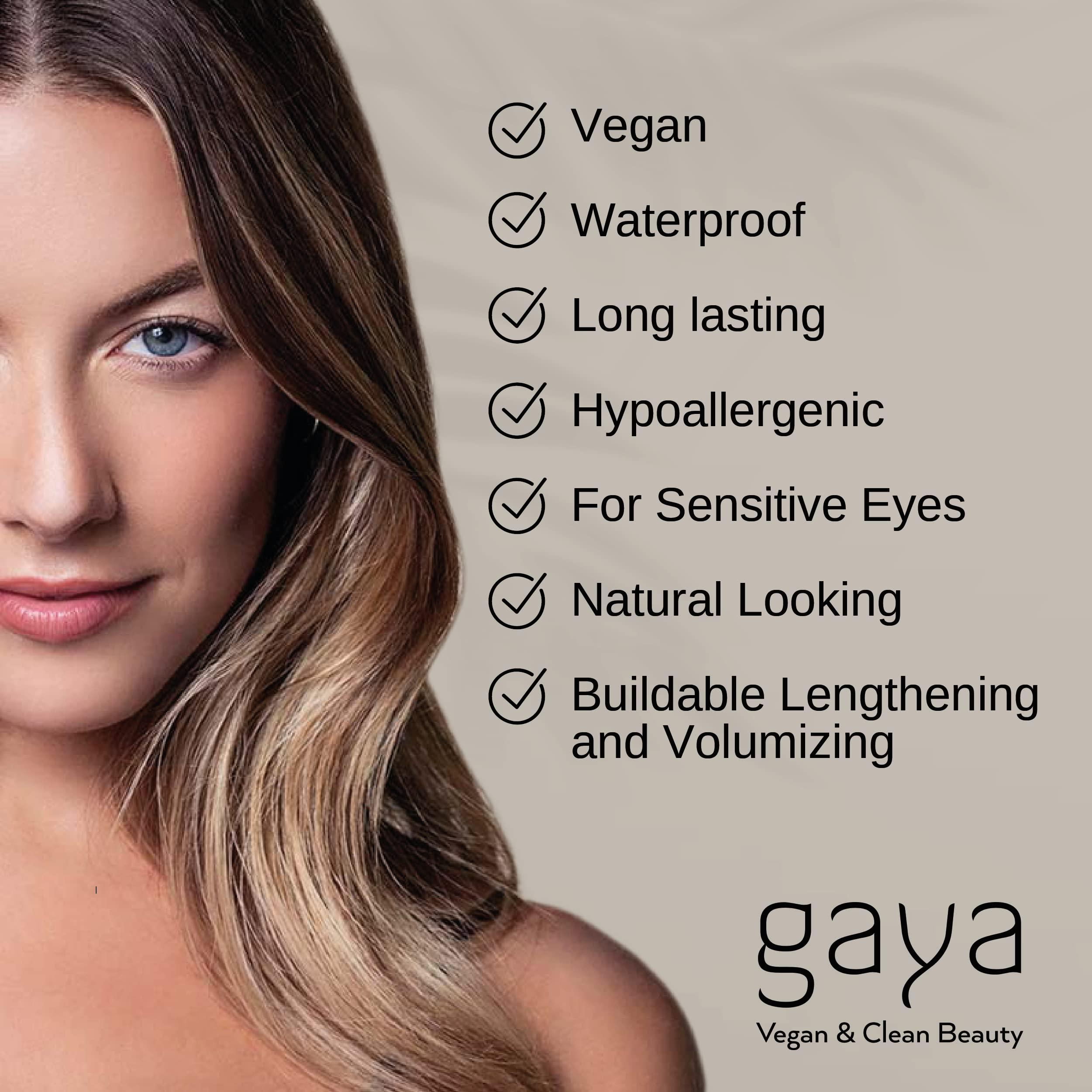 Gaya Cosmetics Vegan Black & brown & Blue Mascara for Sensitive Eyes, Natural Hypoallergenic mascara, Natural Looking, Cruelty Free, Ophthalmologist Tested- By Gaya cosmetics