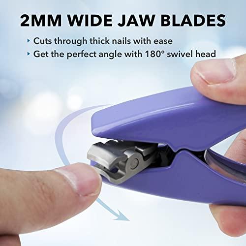 Azurro Clipperpro Omega Select Fingernail Clipper - Senior Finger Nail Clippers for Women and Men | Ergonomic Nail Cutter Clipper with 180 Degree Swivel Head | Sharp, Durable Thick Nail Clippers