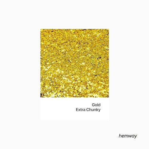 Hemway Hemway Eco Friendly Biodegradable Glitter 100g / 3.5oz Bio Cosmetic Safe Sparkle Vegan for Face, Eyeshadow, Body, Hair, Nail and Festival Makeup, Craft - Extra Chunky (1/24" 0.040" 1mm) - Gold