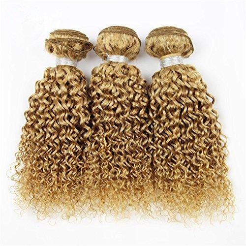 Generic Honey Blonde Malaysian Kinky Curly Human Hair Weave Bundles Pure 27 Strawberry Blonde Curly Human Hair 3 Bundles Lot Kinky Curly Light Brown Hair Extensions Double Wefts 10-30" (16 18 18)