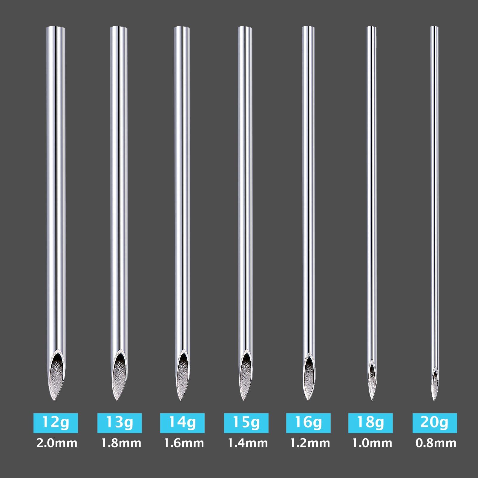 DJCIW 14G Body Piercing Needles,10pcs DJCIW Sterile Disposable Stainless Steel Needles for Ear, Nose, Navel, Nipple, Lip -Safe and Hygienic