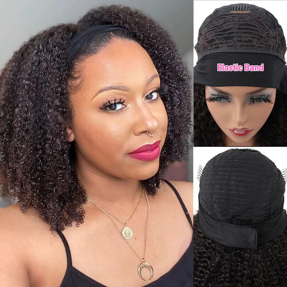 ISEE ISEE Hair Afro Kinky Curly Headband Wig Human Hair 180% Density Afro Wigs for Black Women Natural Curls 10A Glueless Human Hair Wigs (22 Inch)