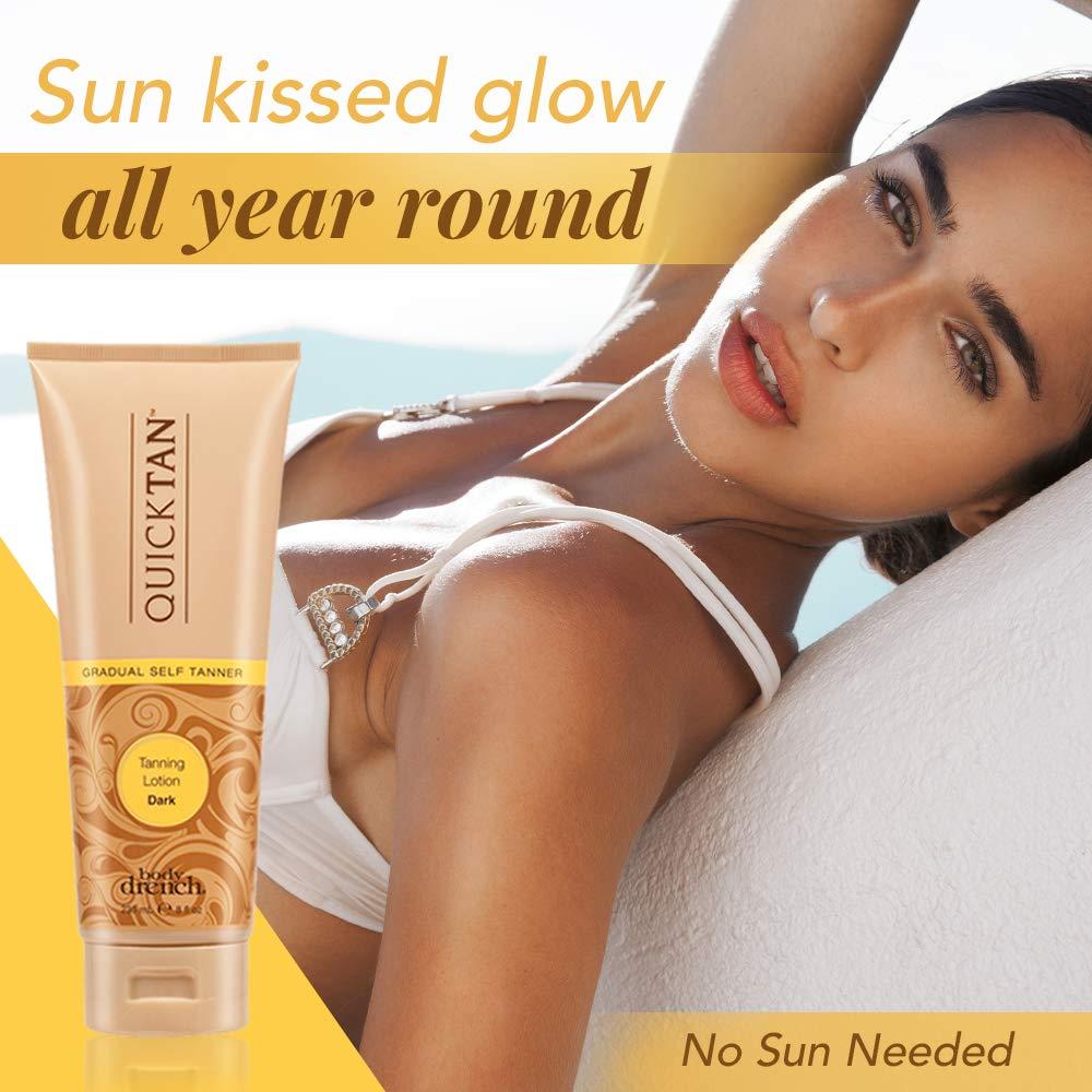 Body Drench Body Drench Quick Tan Gradual Tanning/Bronzing Lotion | Self Tan, Sunless Tanner Solution for Mess Free Coverage | Dark, 8 Fl Oz