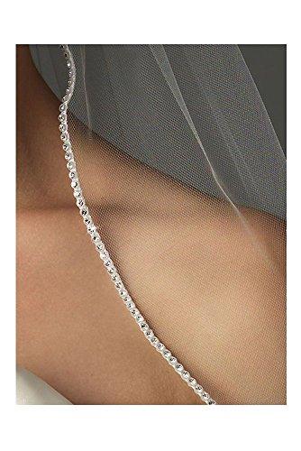 Velvet Bridal Bridal Wedding Veil Two Tier Cathedral Shoulder Length Ivory Tulle Rhinestone