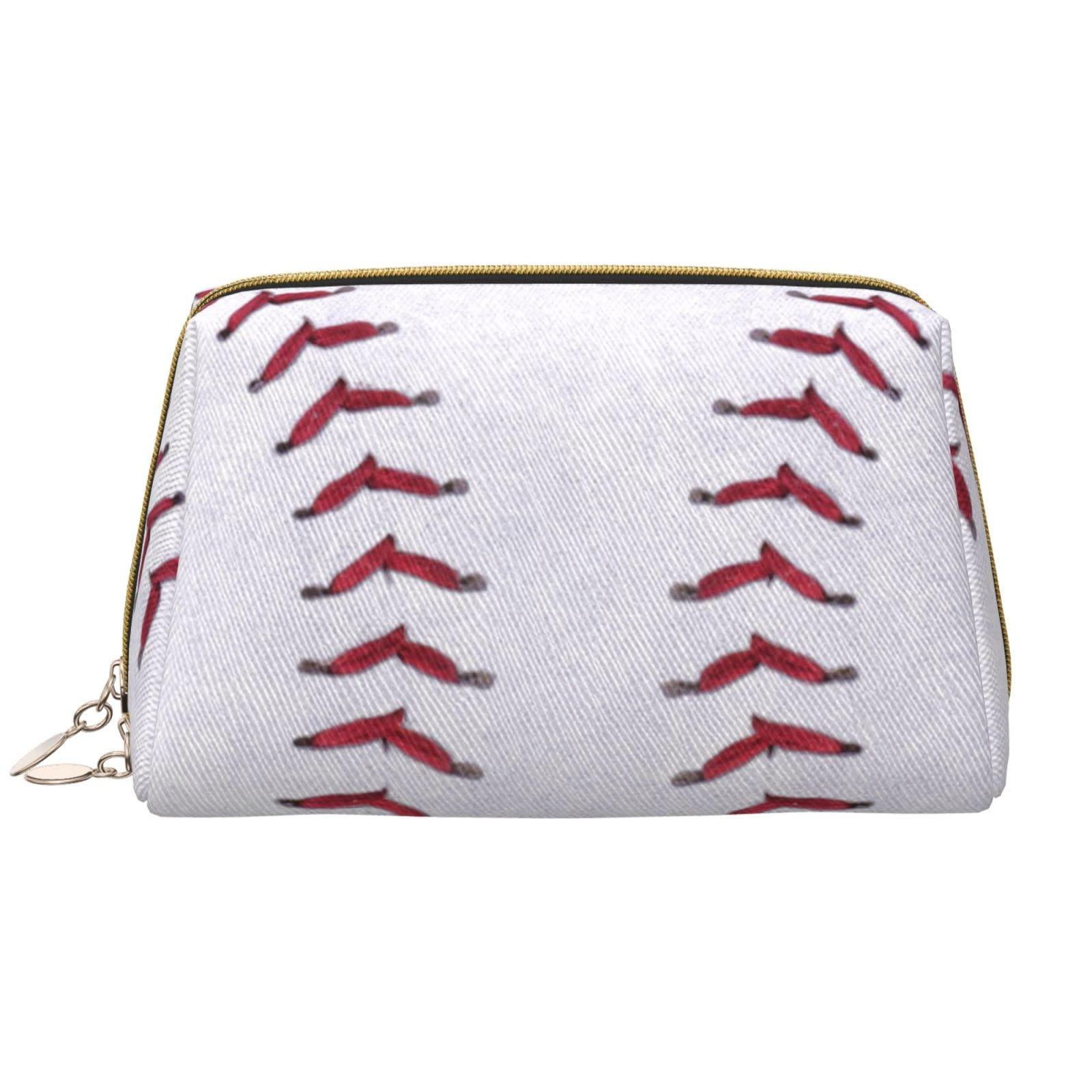 Generic Preppy Makeup Bag for Purse, PU Leather Baseball Laces Softball Makeup Zipper Pouch, Cosmetic Makeup Accessories Organizer Makeup Stuff Bag for College Girls Teens Women