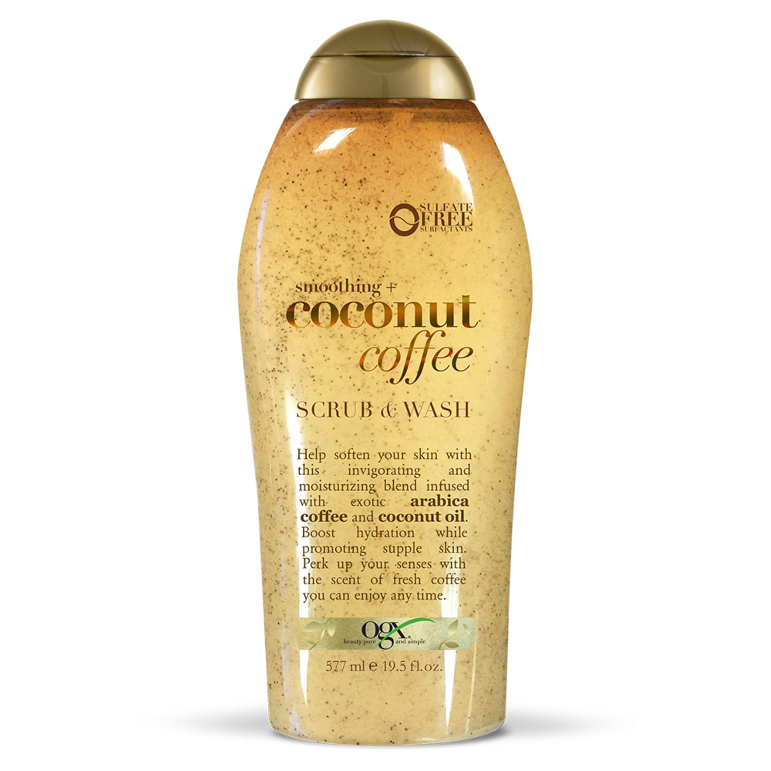 OGX OGX Smoothing + Coconut Coffee Exfoliating Body Scrub with Arabica Coffee & Coconut Oil, Moisturizing Body Wash for Dry Skin, Paraben-Free with Sulfate-Free Surfactants, 19.5 Fl Oz