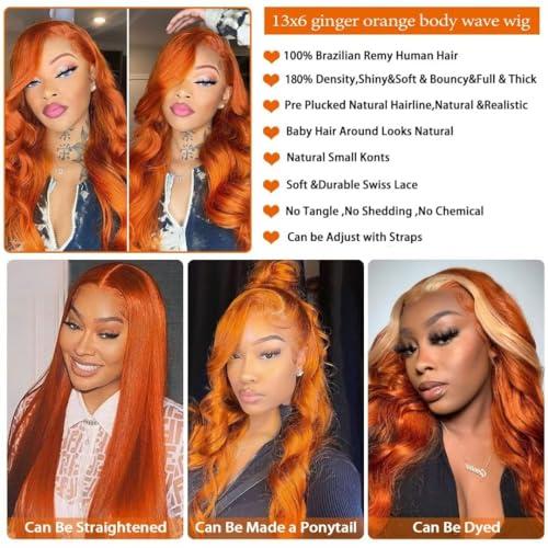 Daules Daules 26 Inch 136 Ginger Lace Front Wigs Human Hair Body Wave + 20 Inch 1B/27 Highlight Lace Front Wig Human Hair