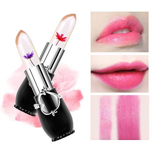 Aooba 6Pcs Flower Jelly Lipsticks Set Lip Gloss Moisturizer Temperature Color Change Flowers Long Lasting Lipsticks for Women Girls