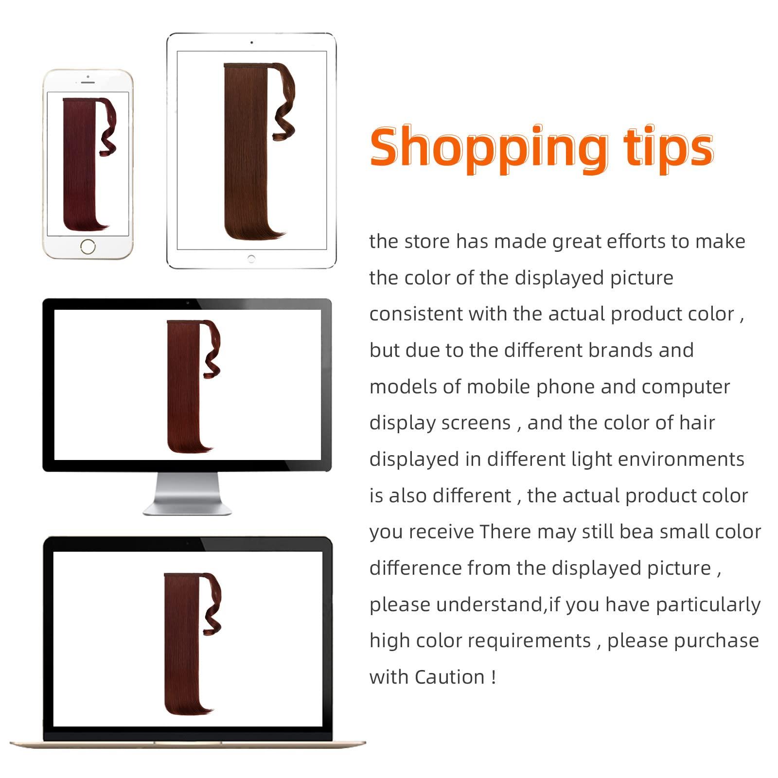 HSPCYGG HSPCYGG Fake Ponytail Auburn Clip Ponytails Straight 22\" 5.1 Oz Wrap Around Synthetic Women Hair Extensions Del Pelo Girl Hair Piece Wig Fluffy Soft&Not Tangled