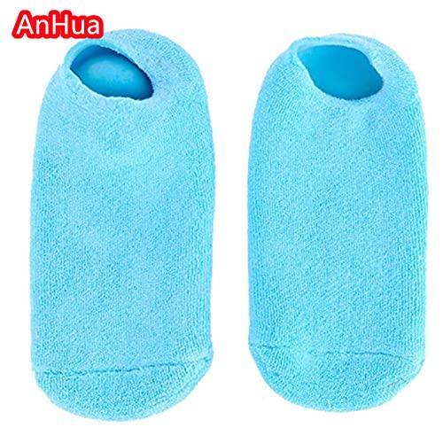 AnHua AnHua 1 Pair Feet Spa Moisturizing Gel Socks Exfoliating Dry Cracked Soft Skin Sock Pedicure Foot Care Tool Beauty Foot Care (Blue)