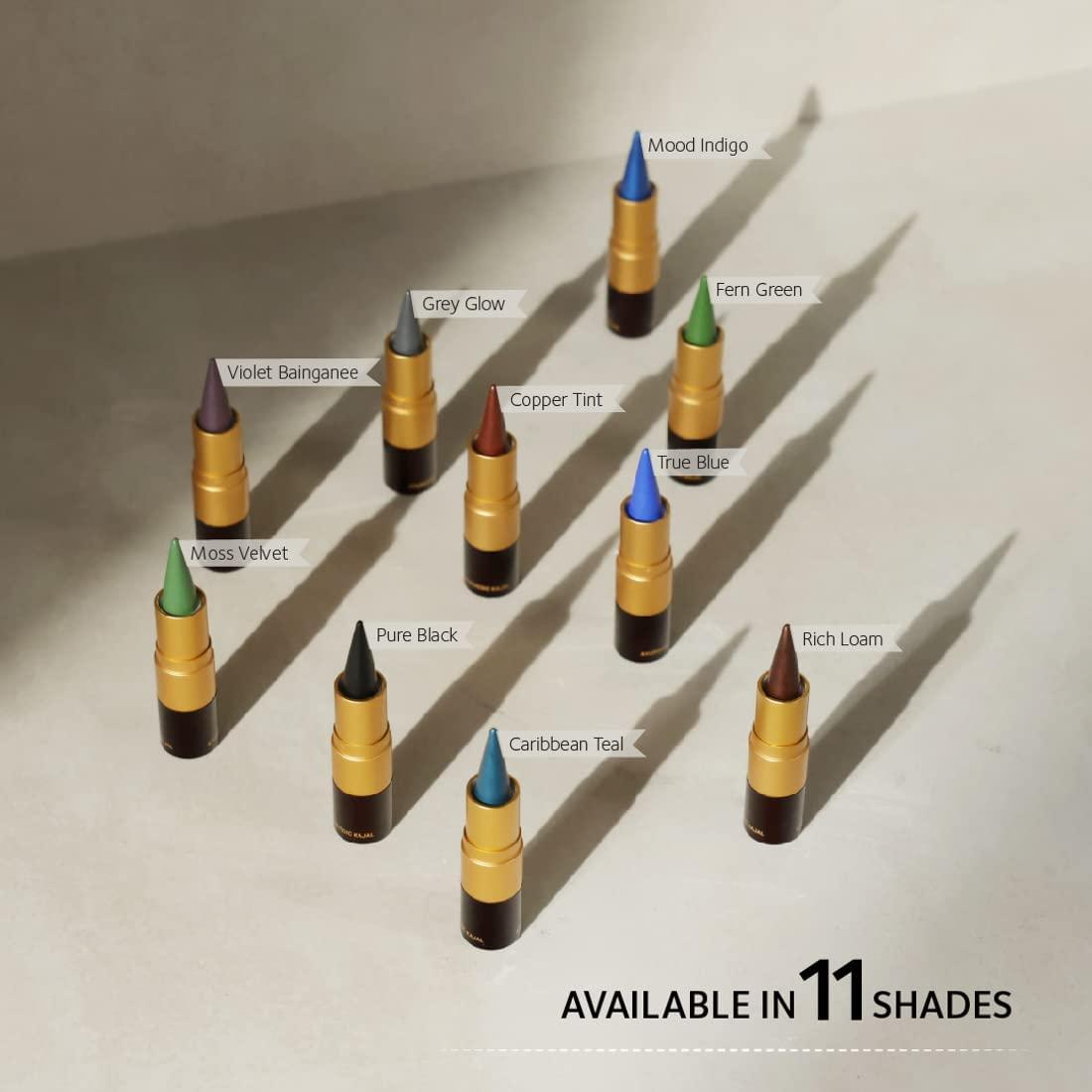 India Ayurvedic Pure Black Kajal - 100% Natural, Matte Finish for Soothing & Cleansing effect, 3g