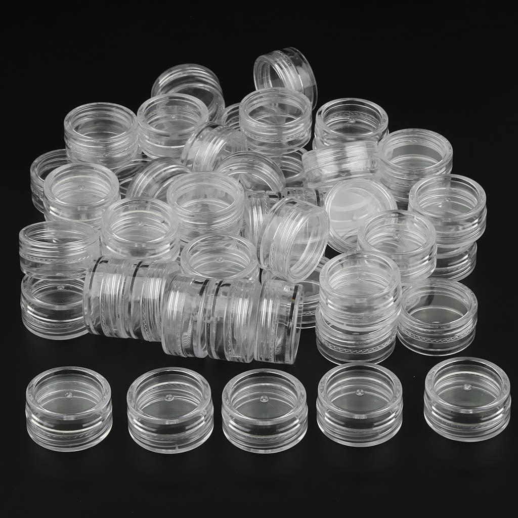 Baoblaze Baoblaze 2/3/5 Gram Jars, 50 pcs, Clear Cosmetic Sample Containers, Round Plastic Pot Jars with Screw Lid, Mini Bottle for Make Up, Lip Palm, Cream, Lotion, 2g