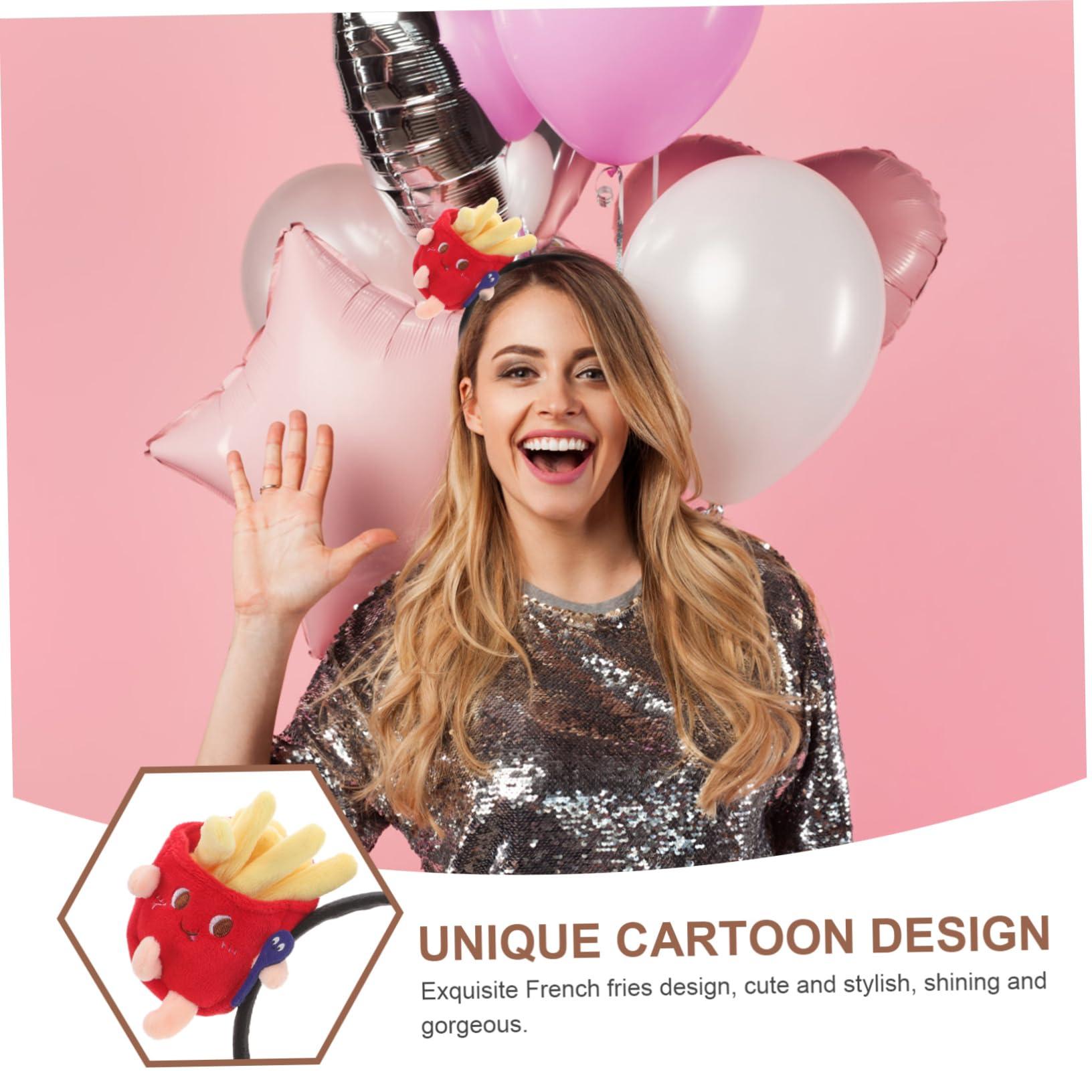 GALPADA GALPADA Cartoon Funny French Fries Head Button Headband Skincare French Fries Headdress Dress Hoop Outfit Headband Novelty Headbands for Women French Fries Women Burger Cap Birthday Fabric