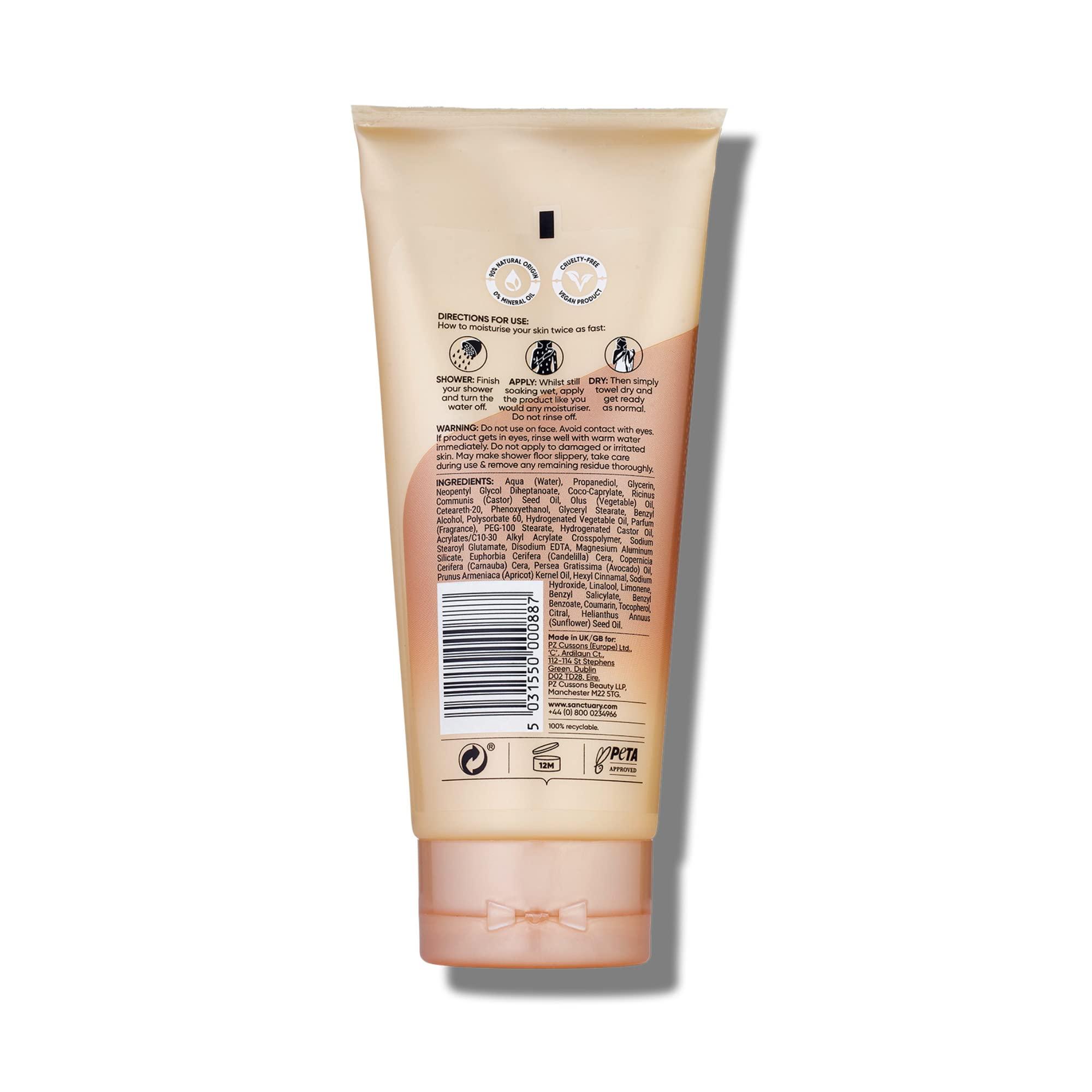 SANCTUARY Spa Wet Skin Miracle Moisturiser, No Mineral Oil, Cruelty Free and Vegan In Shower Moisturiser, Orange, 200 ml