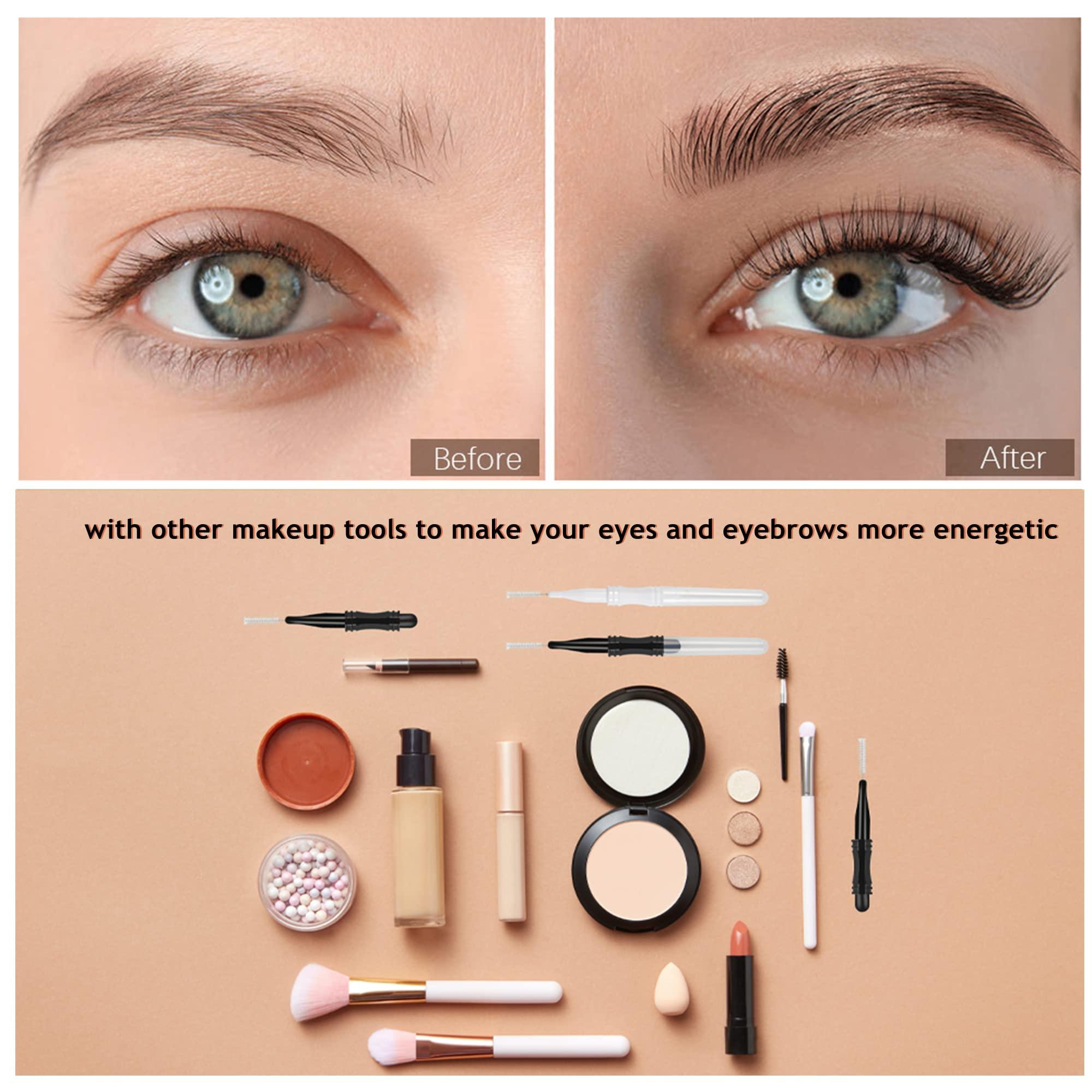 LONCHDAN 60 Pcs Micro Eyebrow Brush With Cap Micro Brow Brush Eyebrow Lamination Brush 2 Size Eyebrow Spoolie Brush Tools Portable Spooly Brushes Mascara Lash Brush for Eyelash Lift Extensions(2 Size)