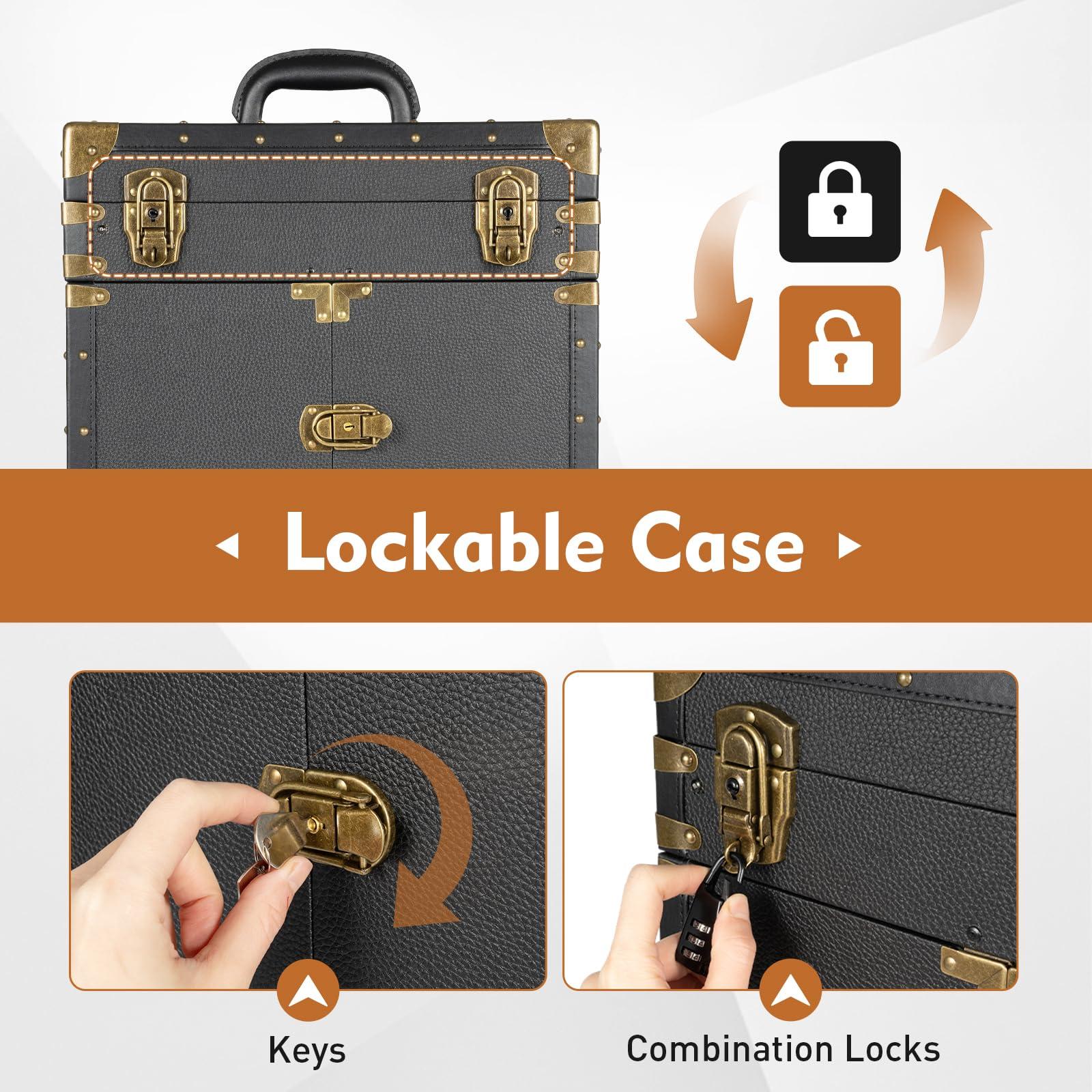 YIYIBYUS YIYIBYUS Rolling Makeup Case Trolley, Makeup Organizer Salon Trolley Rolling Cart Beauty Drawer Lockable Cabinet Cosmetic Organizer with 4 Wheels for Stylist Nail Technician Salon