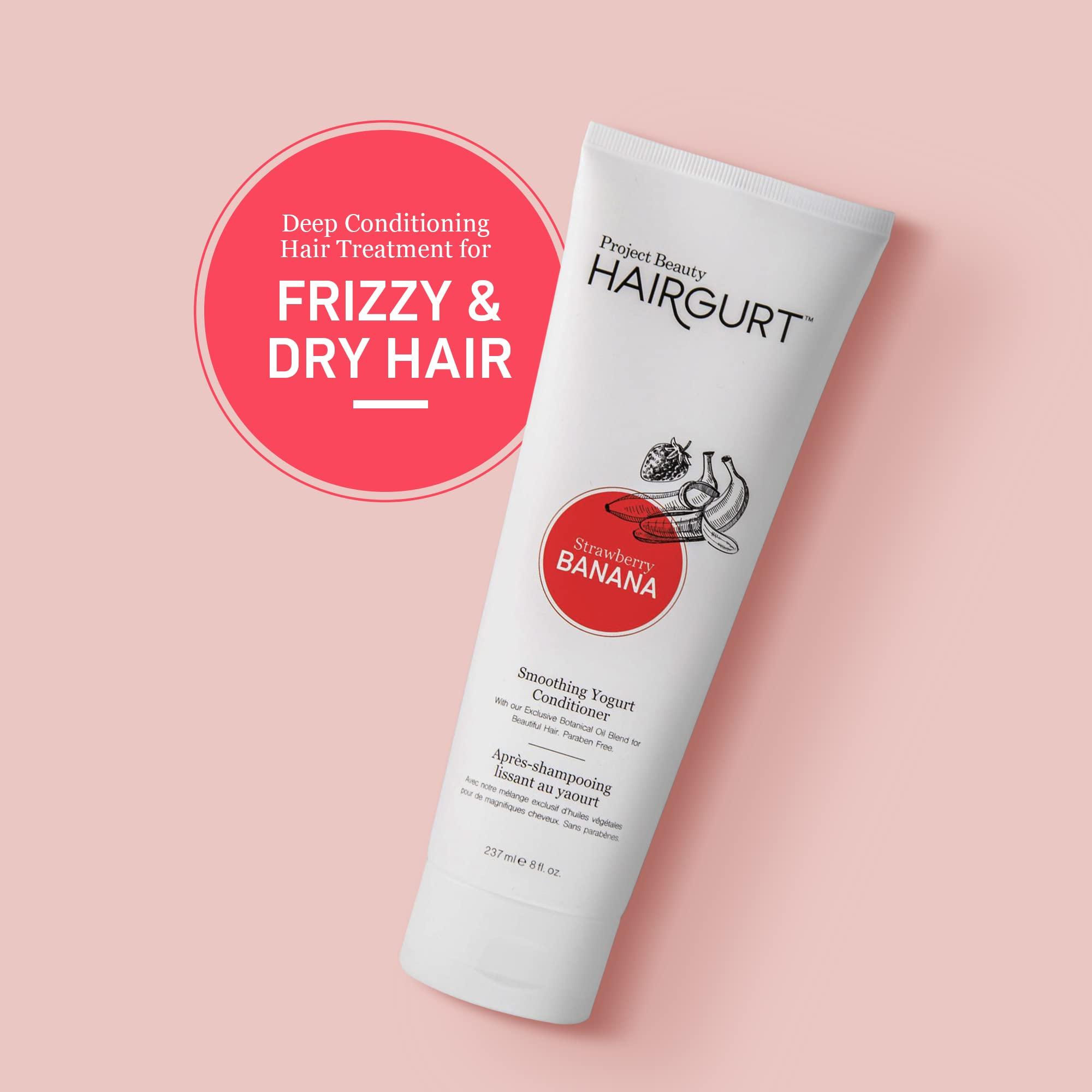 Hairgurt Hairgurt Smoothing Yogurt Hair Care 3-Piece Set - Strawberry Banana - Natural Shampoo, Conditioner and Hair Mask, Smoothes Dry, Damaged, Frizzy & Color-Treated Hair