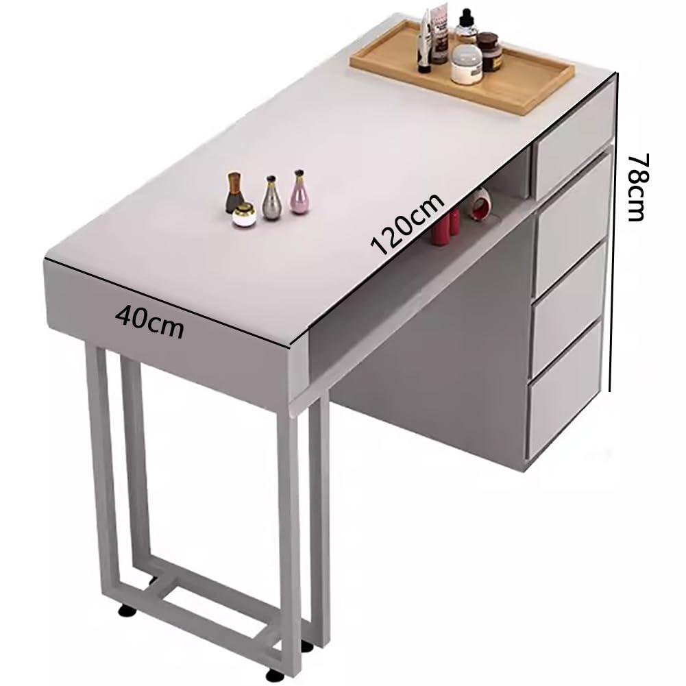 BOYITES BOYITES Modern Manicure Table, Professional Manicure Desk with Storage Drawers, Art Nail Tech Workstation for Mainicure Shop, Comes with Socket, Freestanding Beauty Salon Table,A,120cm