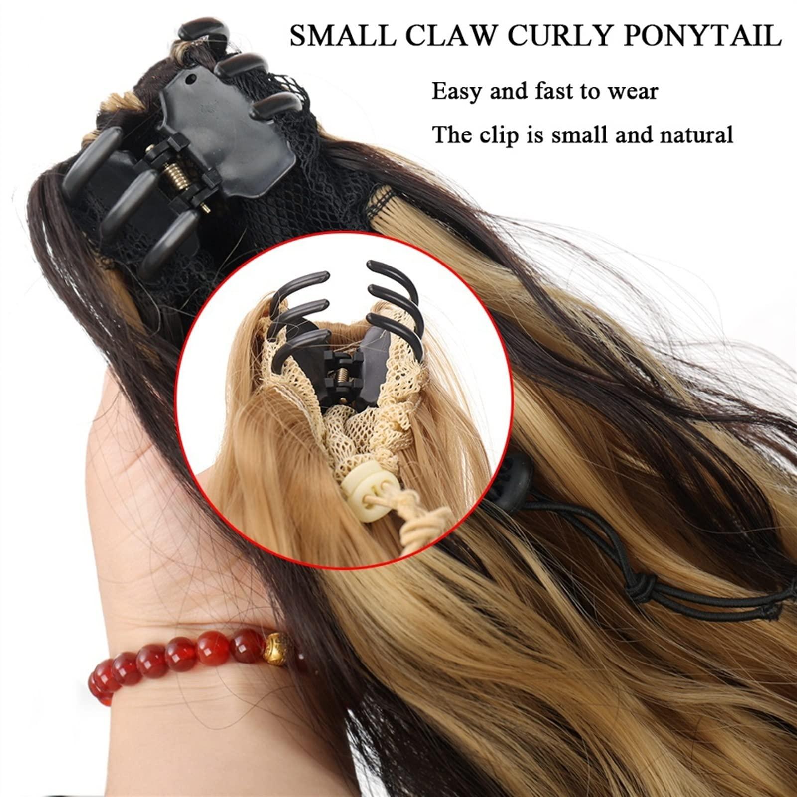 NASTYA NASTYA Messy Bun Hair Piece for Women Synthetic Long Curly Ponytail Bun Ladies Wig 20 Inch Curly Claw Clip Fluffy Ponytail Extended Heat Resistant Fiber Wig Hair Extensions Hair Scrunchies(01)
