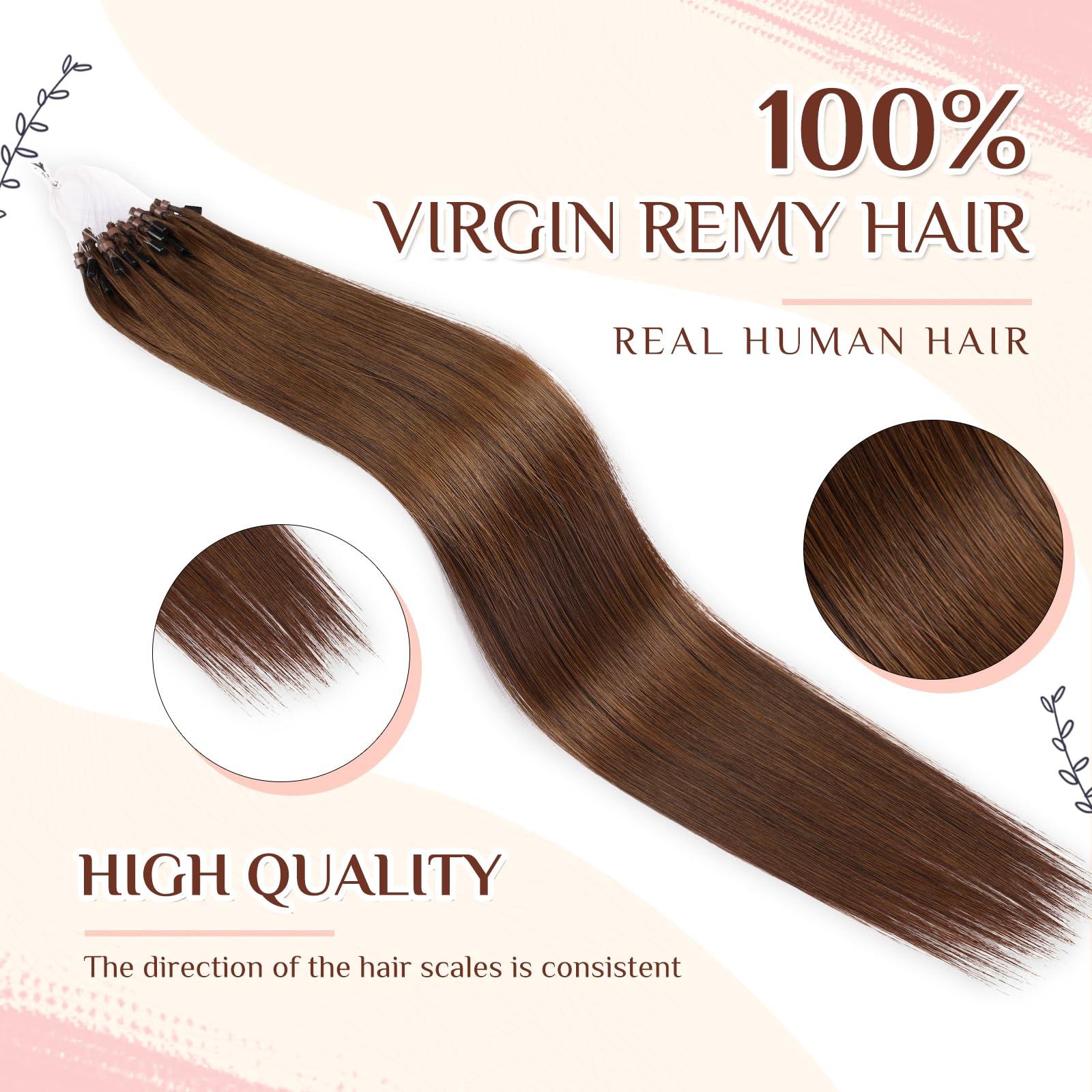 KiiKiiGirl KiiKiiGirl microlinks hair extensions human hair - 16inch micro link hair extensions human hair micro link extensions micro links hair extensions human hair #4 Chocolate Brown 30G/Pack