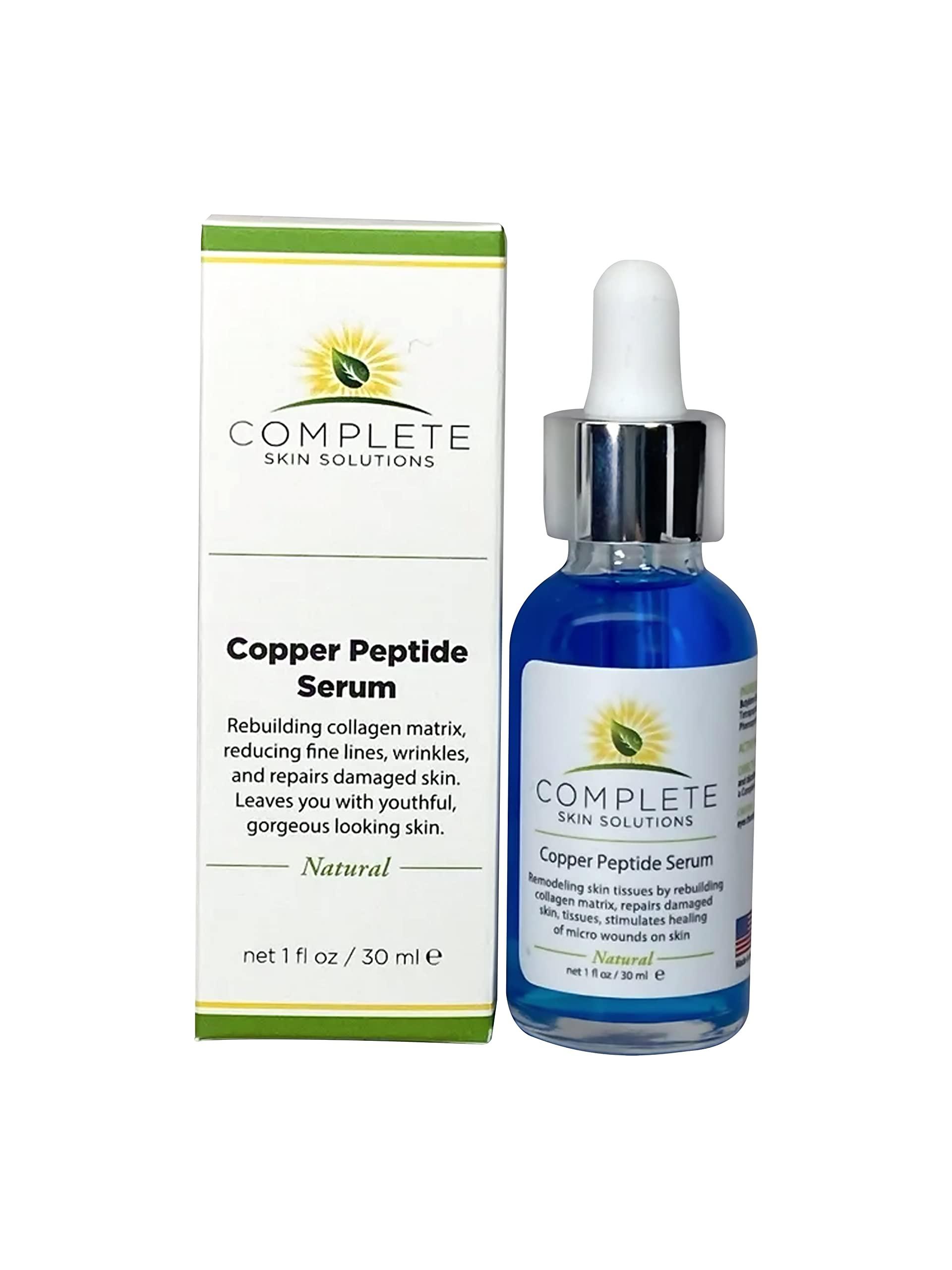 COMPLETE SKIN SOLUTIONS Copper Peptide Face Serum Collagen - With Anti Aging Skin Solutions Properties:1oz/30ml Anti-Wrinkle Formula For Youthful Skin