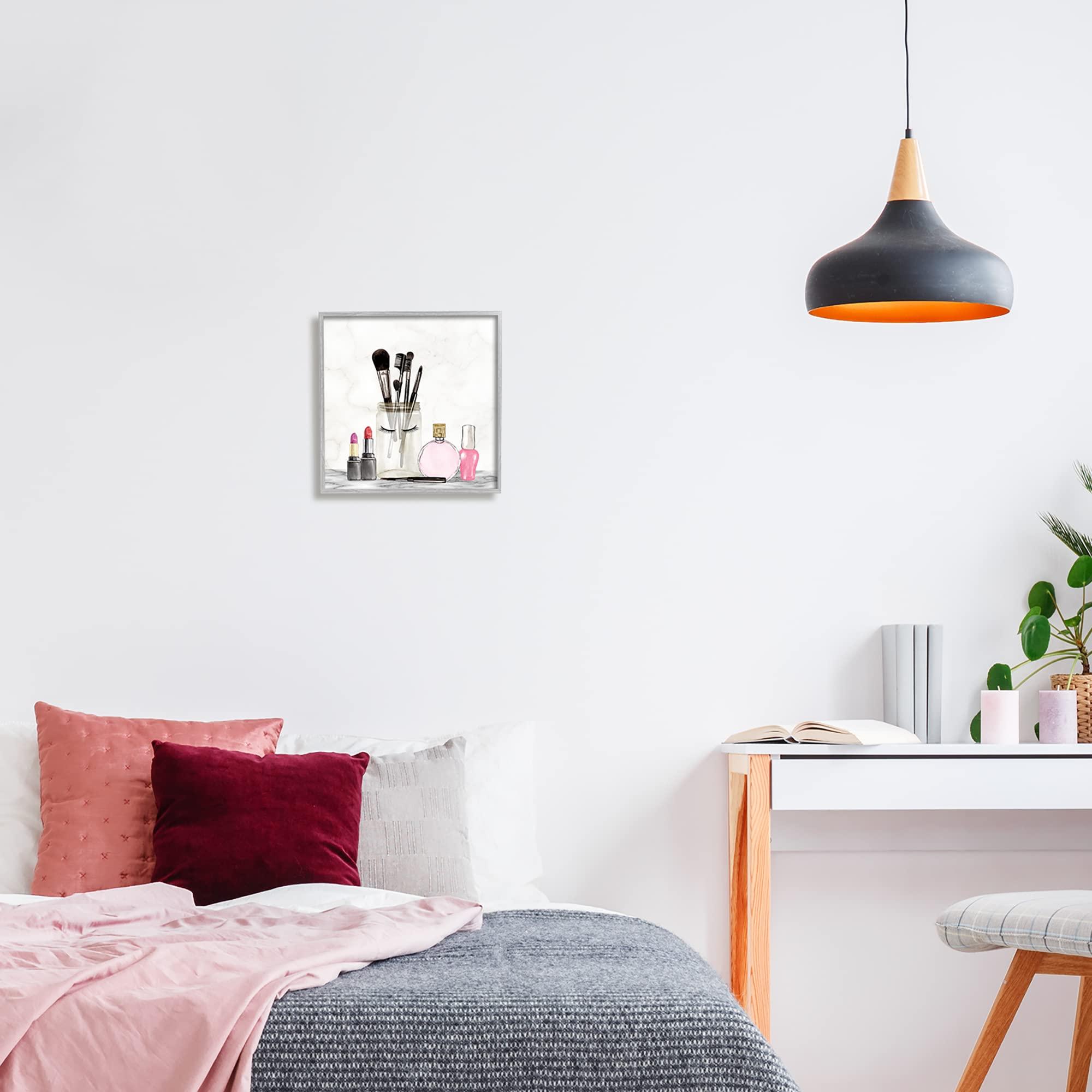 Stupell Industries Stupell Industries Trendy Makeup Brushes Polished Fashion Cosmetics Framed Wall Art, Design By Kim Allen