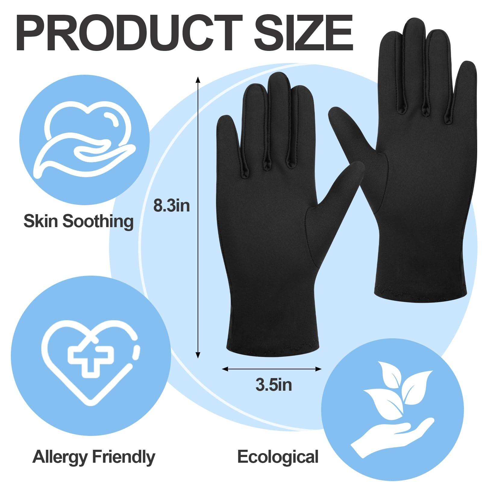 Coume Coume 6 Pairs Eczema Gloves Bamboo Reusable Moisturizing Gloves for Dry Hands Eczema Spa Women Men(Black)