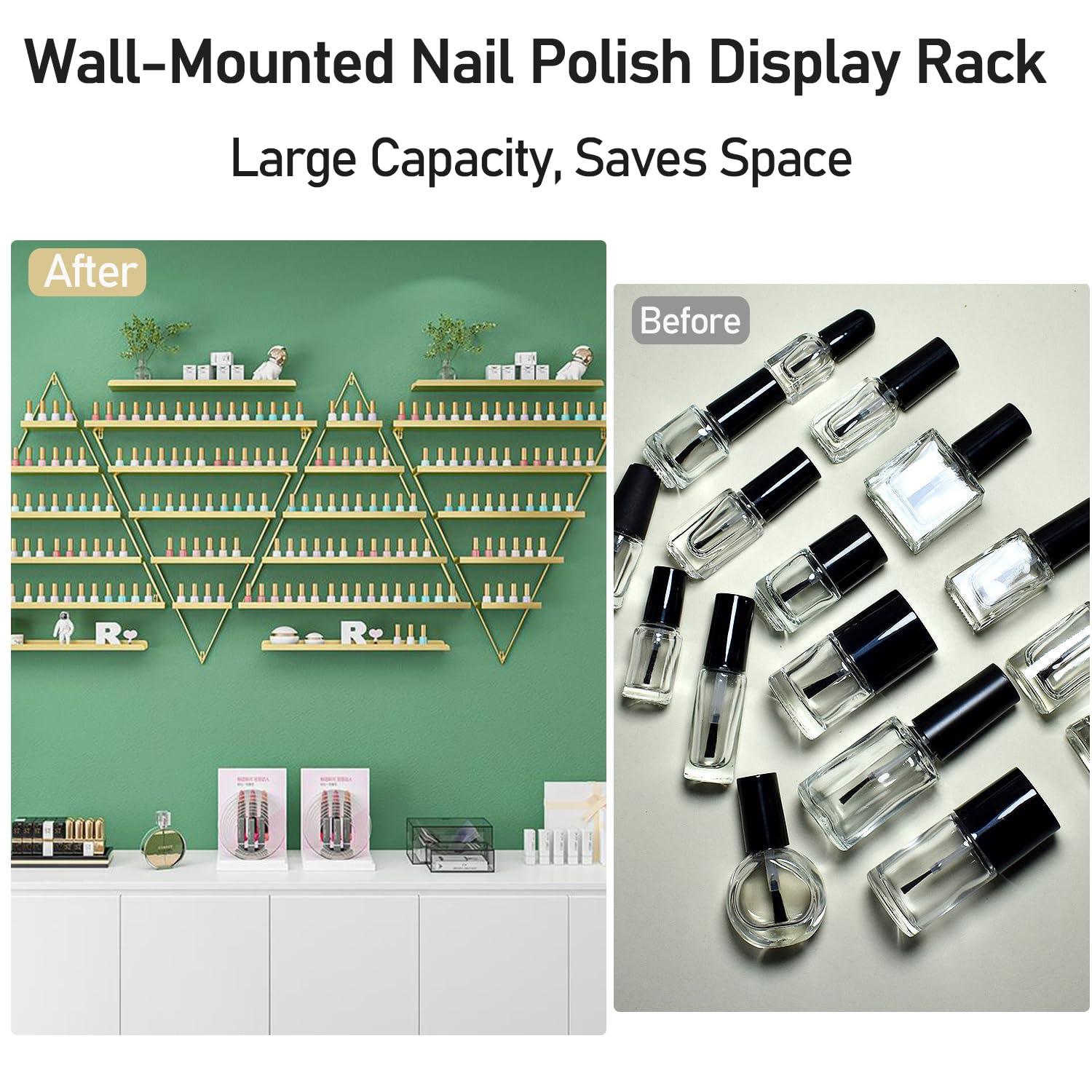 Bubinblau Bubinblau Black,10pcs, Nail Polish Display Rack Wall Mounted, Triangle Nail Polish Bottle Storage Holder, Floating Shelf Combination for Salon Retail Shop