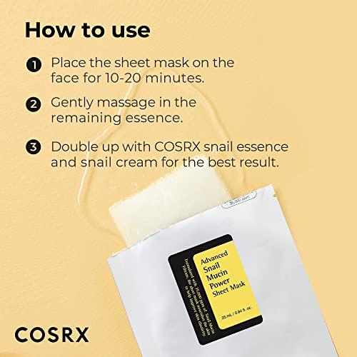 COSRX COSRX Snail Mucin Sheet Mask 10 EA with Snail Mucin Serum, Self Care, Face Masks for Dry, Sensitive Skin, Not Tested on Animals, No Parabens, No Sulfates, Korean Skin Care