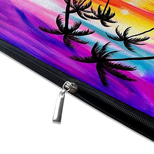 Givotin Givotin Cosmetic Bags for Women Cute Makeup Bag for Purse Canvas Travel Toiletry Bag Funny Zipper Pouch-Red Sunset Coconut Palm Makeup Bags