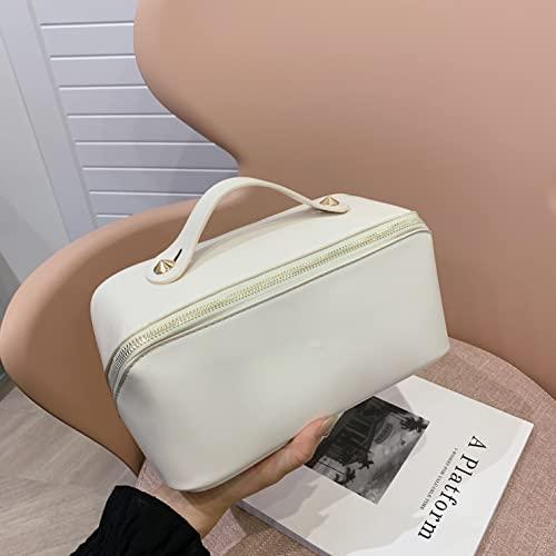 EMPIRIA EMPIRIA Makeup Bag,Empira Premium Everything Cosmetic Bag,Waterproof Large Capacity Travel Cosmetic Bag,Leather Travel Makeup Organizer Bag with Compartments and Handle,Toiletry Make Up Bag for Woman.