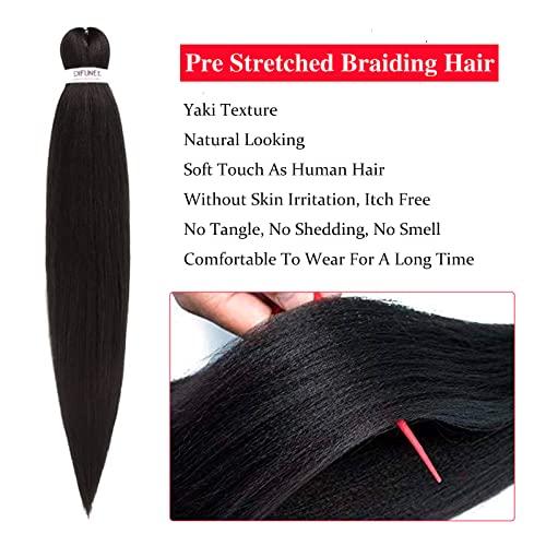 DIFUNEE DIFUNEE Pre-stretched Braiding Hair - 16 Inch 8 Packs Dark Brown Short Braiding Hair For Twist or Box Braids, Yaki Texture Hot Water Setting Synthetic Braiding Hair Extensions (16 Inch, 2-8P)