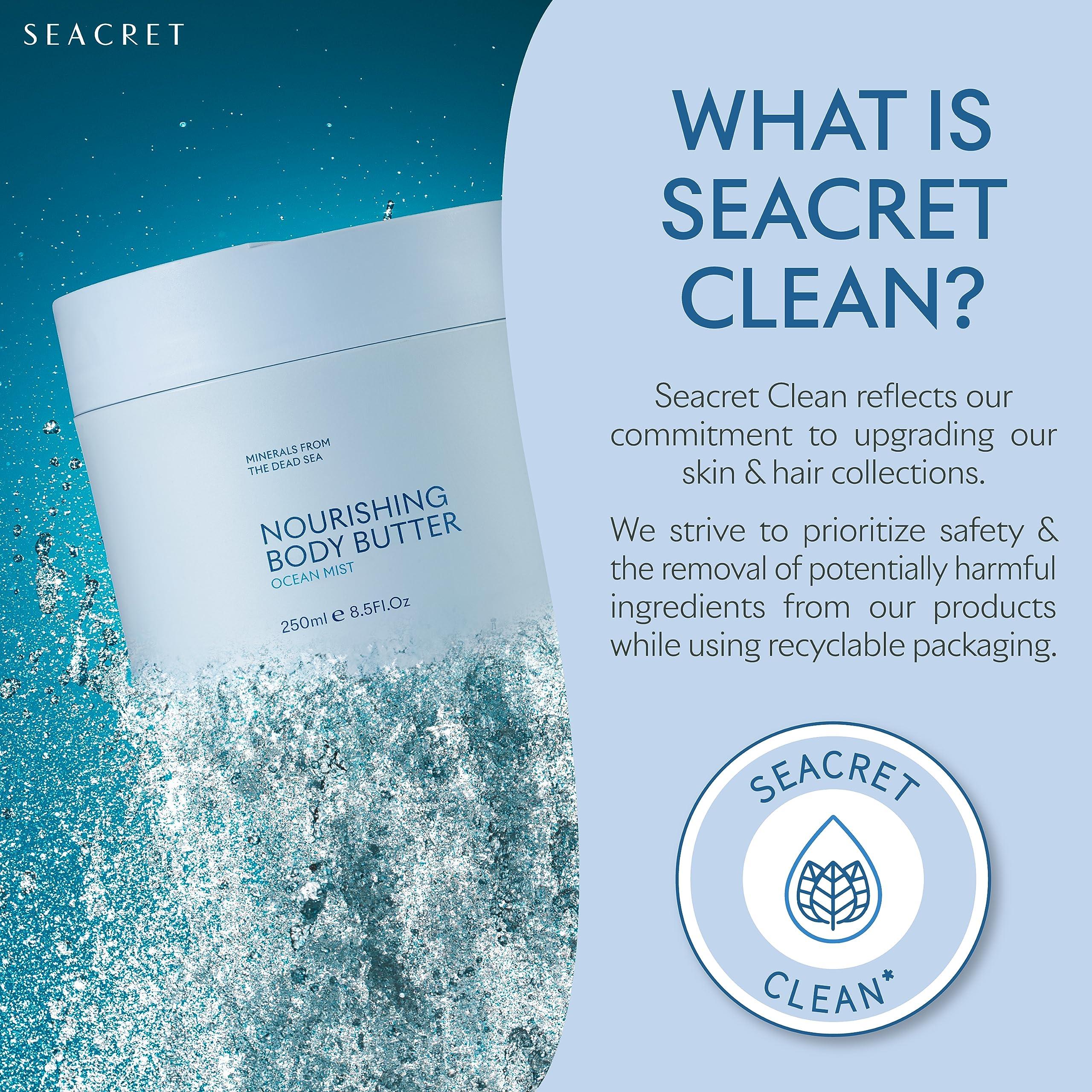 SEACRET SEACRET OCEAN MIST BODY BUTTER: Hydrating Body Moisturizer Cream with Shea and Cocoa Butter, Vitamins E & C, and Dead Sea Minerals for All Skin Types, 8.5 FL. OZ, Ocean Mist