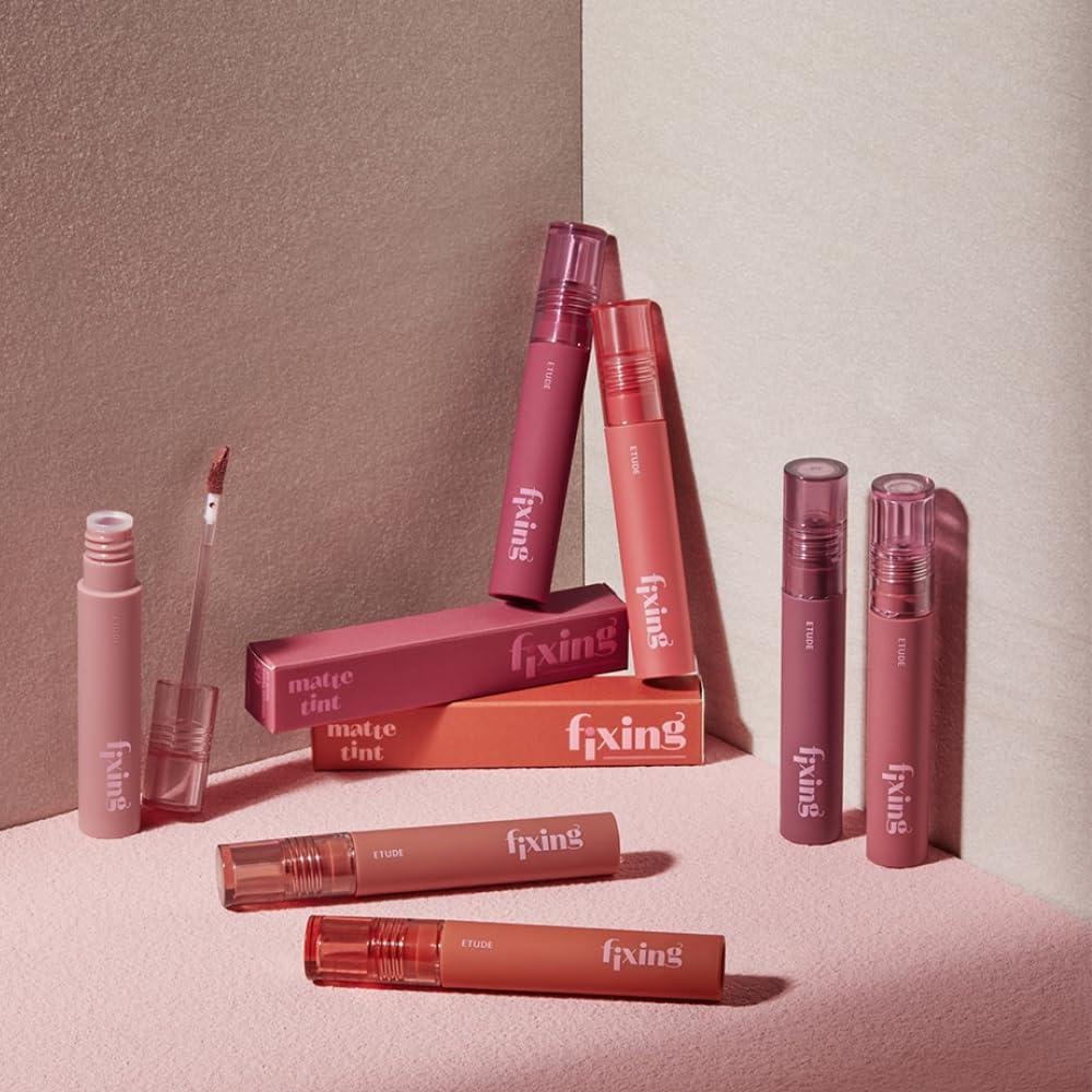 ETUDE ETUDE Fixing Tint #18 Cool Pink on Top | Long Lasting High Pigmented Liquid Lipstick | Waterproof Lightweight Matte Finish Lip Stain | Full Coverage | Korean Makeup, Kbeauty, Perfect for Gift