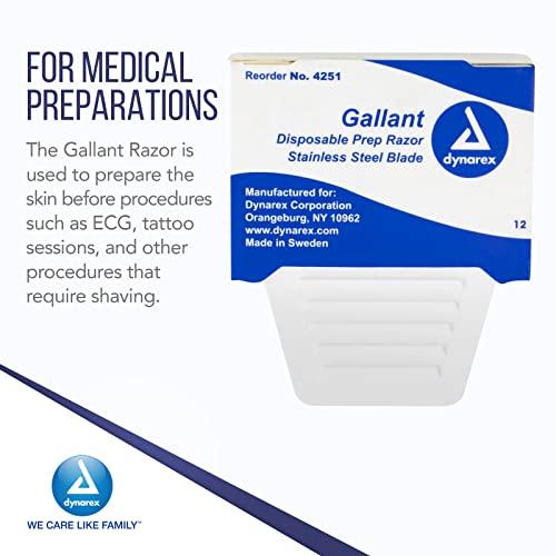 Dynarex Dynarex Gallant Disposable Prep Razors, Used before ECG and other Procedures, Disposable Razors with Open Design, Ergonomic Surgical Prep Razors, 1 Box of 50 Razors