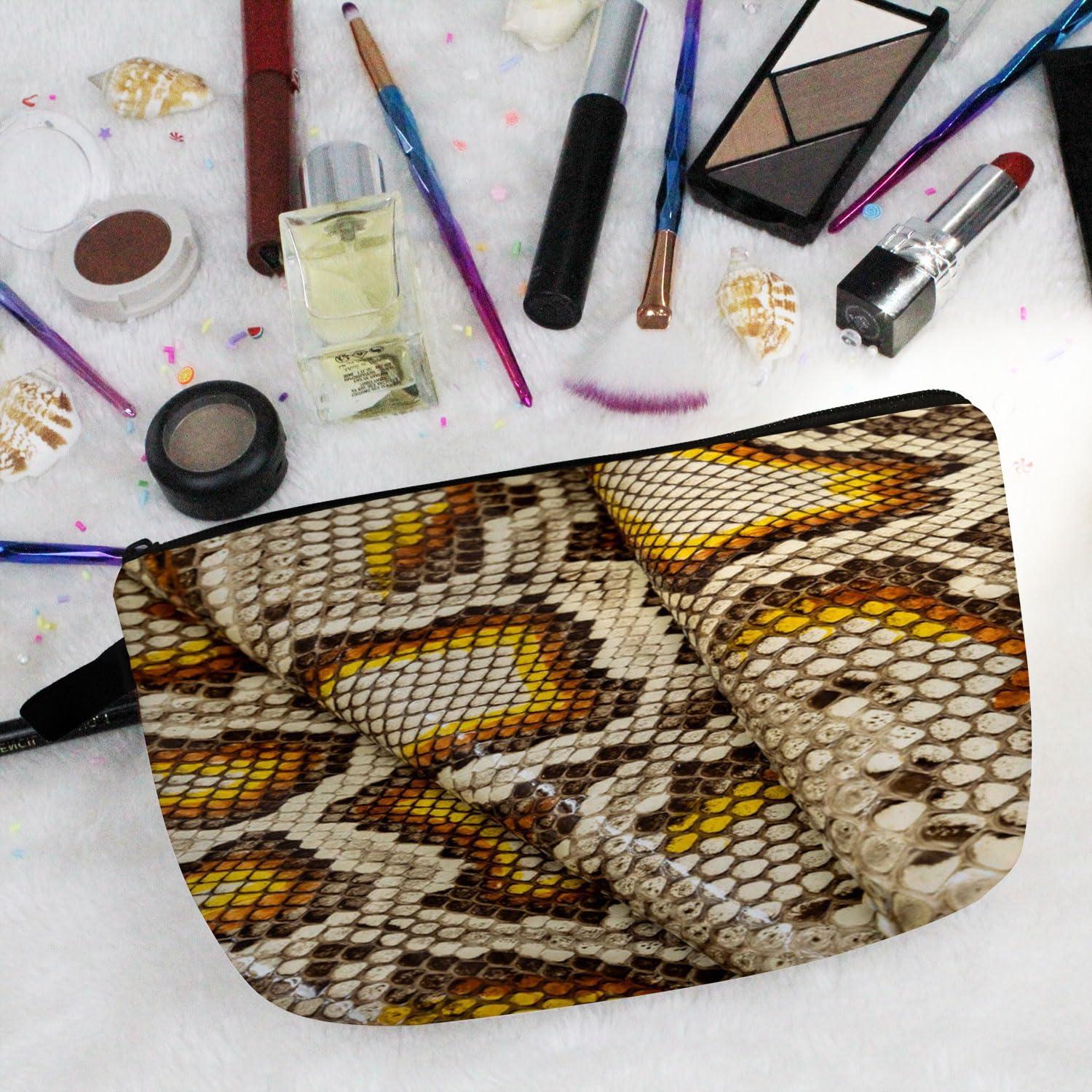 Livel lhood Livel lhood Snakeskin Cosmetic Bag Cute Small Makeup Bag Travel Toiletry Storage Organizer Zipper Pouch Snakeskin Pattern Makeup Bag Birthday Present for Snake Lovers Women Friends