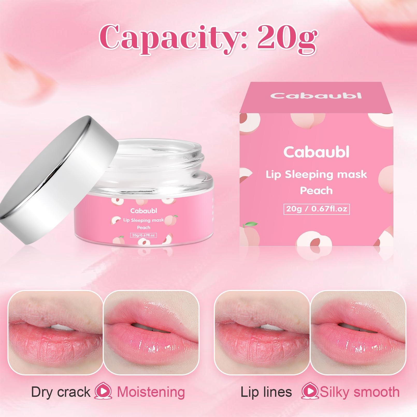 Cabaubl Cabaubl Lip Sleeping Mask,Moisture Lip Mask Overnight,Night Repair Sleeping Lip Balm,Sleeping Lip Butter Balm to Moisturize & Nourish Dry Cracked Lips,Lip Treatment Mask,Peach Lip Mask(20g, 0.7 oz)