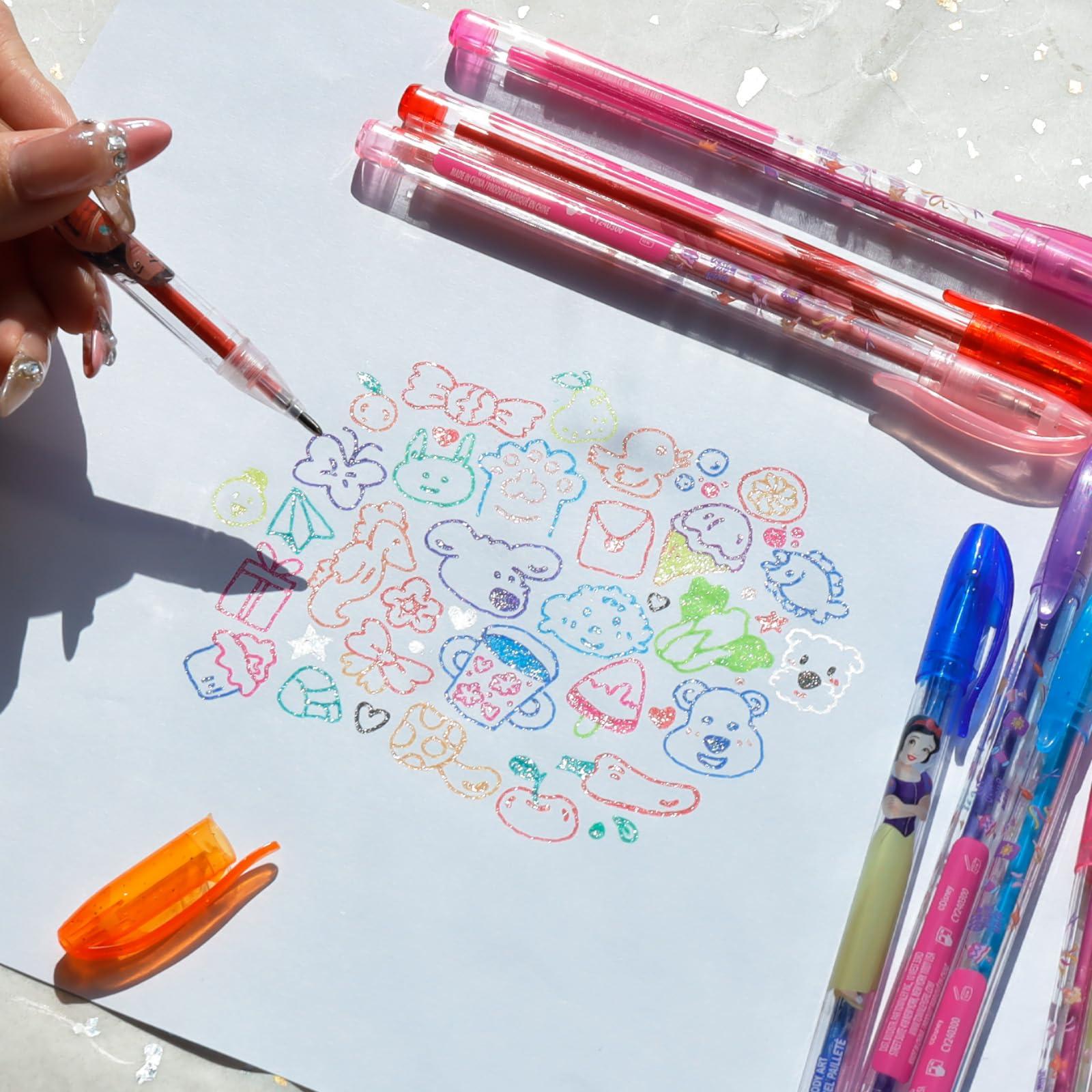 Townley Girl Disney Princess 16 Piece Glitter Pen Body Art Set, Glittery and Bright Colors, Ages 3+, by Townley Girl