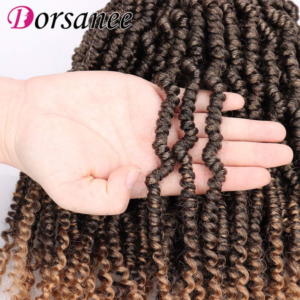 Dorsanee Bomb Twist Crochet Hair 12 Inch 6 Packs Mini Passion Twist Crochet Hair for Black Women Pre-looped Spring Twist Crochet Braids Nubian Twist Synthetic Hair Extension (T27#)