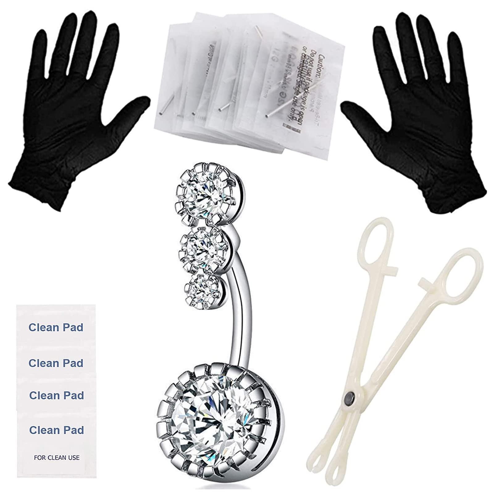 prgislew prgislew Belly Piercing Kit Piercing Kit Professional Navel Piercing Kit Includes 14G Belly Button Ring 316L Steel Piercing Needles and Piercing Clamps for Navel Rings Piercing Supplies