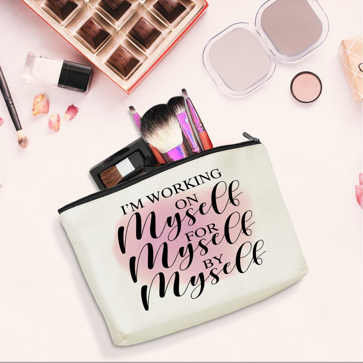 jeilink Positive Affirmations Makeup Bag Self Love Gifts Inspirational Quotes Motivational Mental Health Gifts for Women Female Friend Colleagues Birthday Friendship Mothers Day Nurse Day Travel Toiletry Bag