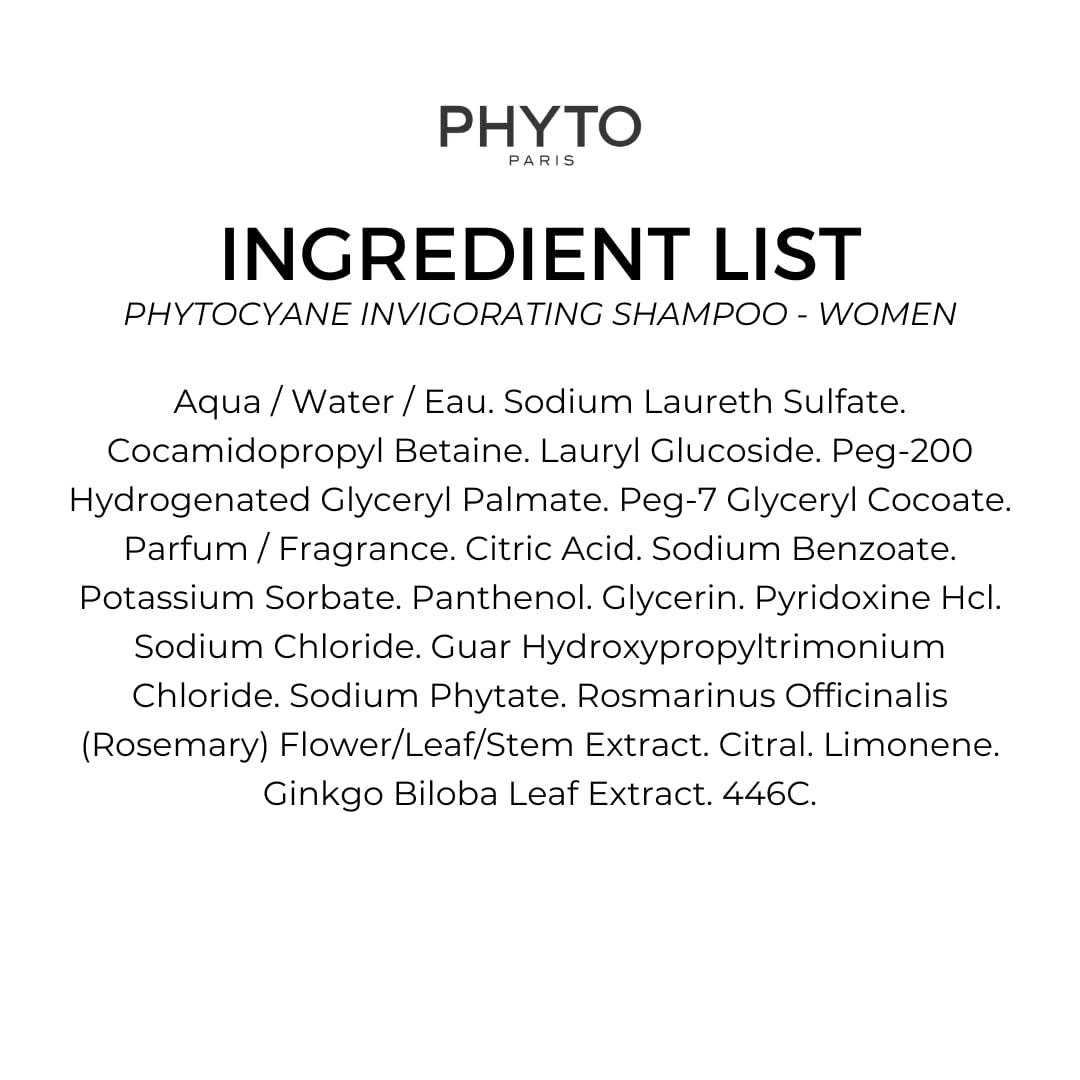 PHYTO PHYTO|PHYTOCYANE - Thinning Hair Shampoo for Men & Women|Revitalizing Formula with Ginkgo Biloba B Vitamins & Rosemary | Promotes Thicker & Stronger Hair|250ml