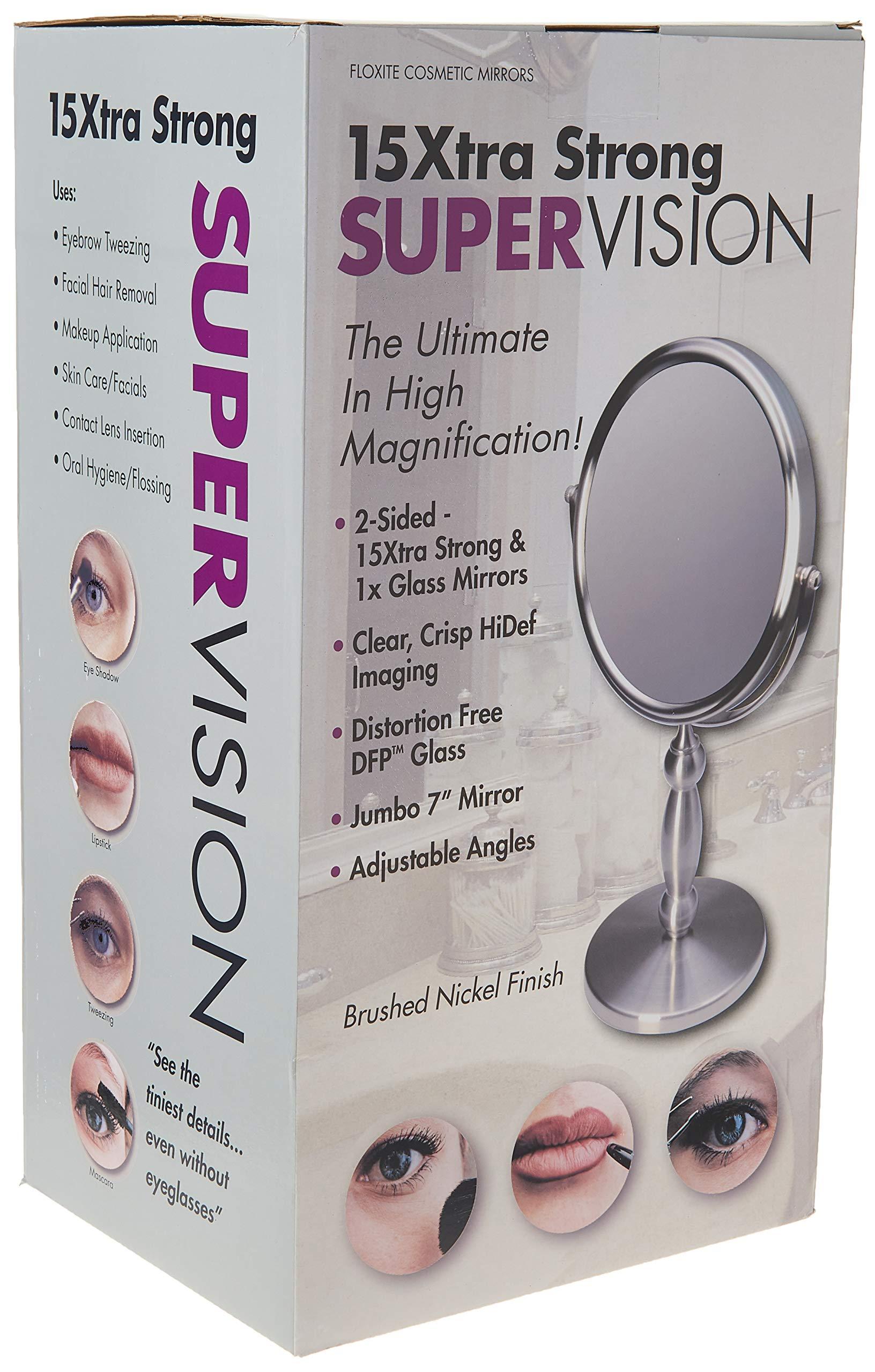 Floxite Floxite Dual sided 1x and 15x Vanity Mirror, Brushed Nickel